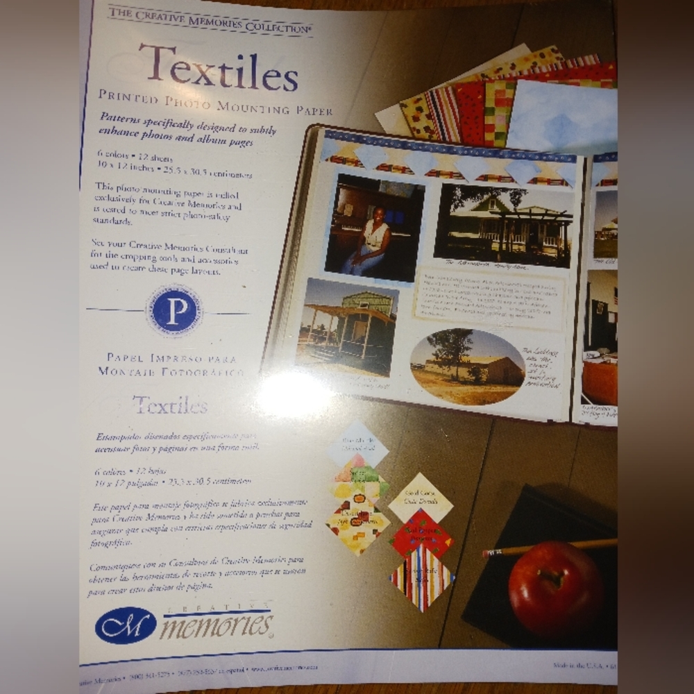 NEW Creative Memories Textiles printed photo mounting paper